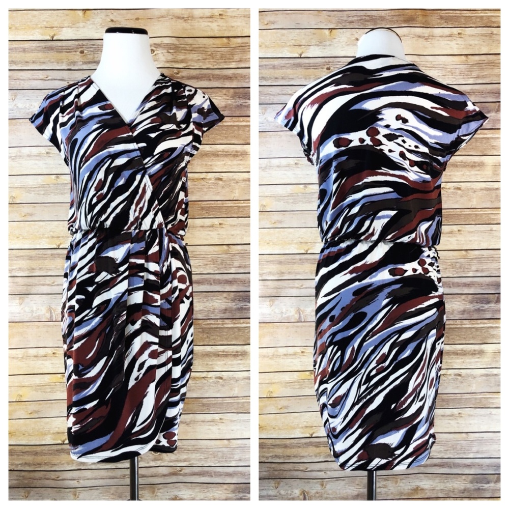Banana Republic Marbled Blue Maroon Wrap Dress